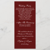 Red Silver Snowflakes Hochzeitsprogramme Teelänge Programm (Rückseite)