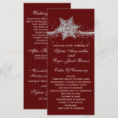 Red Silver Snowflakes Hochzeitsprogramme Teelänge Programm (Vorne/Hinten)