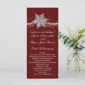 Red Silver Snowflakes Hochzeitsprogramme Teelänge Programm (Stehend Vorderseite)