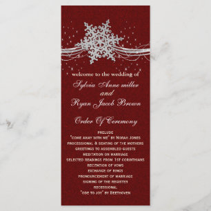 Red Silver Snowflakes Hochzeitsprogramme Teelänge Programm
