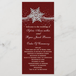 Red Silver Snowflakes Hochzeitsprogramme Teelänge Programm