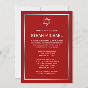 Red Silver Star von David Bar Mitzvah Einladungen