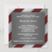 Red Silver Stripe Boy Erstkommunion Einladung (Rückseite)