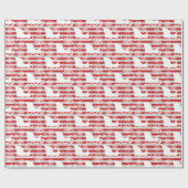 Red & Silver Stripe Snowflake & Santa Sleigh Geschenkpapier (Flach)