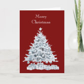 Red Silver Weihnachtsbaum Karte (Vorderseite)