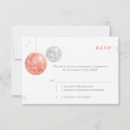Red Silver White Christmas RSVP Karte