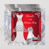 Red Silver White Dress High Heel Schuhe Tiara Einladung (Vorne/Hinten)