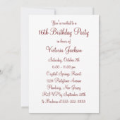 Red Silver Wirbel Elegant Sweet Sixeen Einladung (Rückseite)