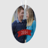 Red Simple Banner Holiday Foto Ornament (Vorderseite)