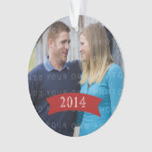 Red Simple Banner Holiday Foto Ornament (Vorderseite)