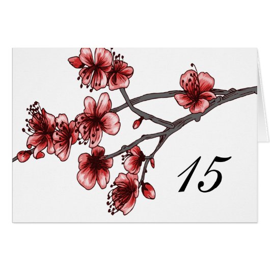 Red Simple Cheroms Tischnummer Card (Vorderseite (Horizontal))