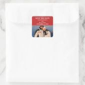 Red Simple Chic Foto Save the Date Stickers (Tasche)