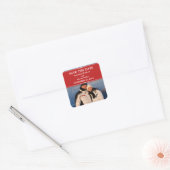 Red Simple Chic Foto Save the Date Stickers (Umschlag)