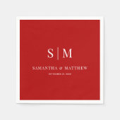 Red Simple Couple Initials Wedding Serviette (Vorderseite)