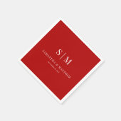 Red Simple Couple Initials Wedding Serviette (Ecke)