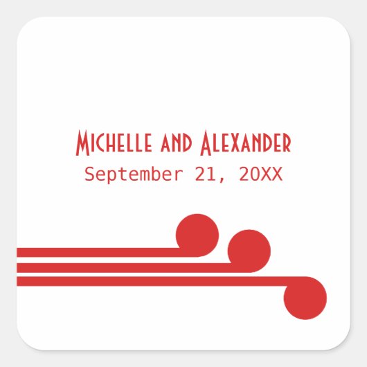 Red Simple Deko Chic Wedding Stickers (Vorderseite)