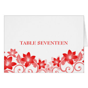 Red Simple Floral Tischnummer Card