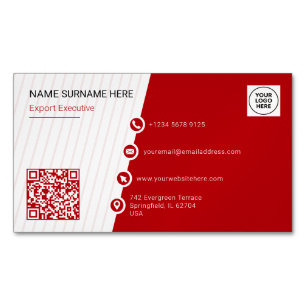 Red Simple formaler QR Code Modern Magnetische Visitenkarte