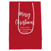 Red Simple MerChristmas Custom Mittlere Geschenktüte (Rückseite)