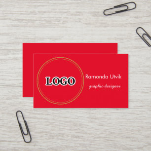 Red Simple Minimal Clean Logo Business Card Visitenkarte