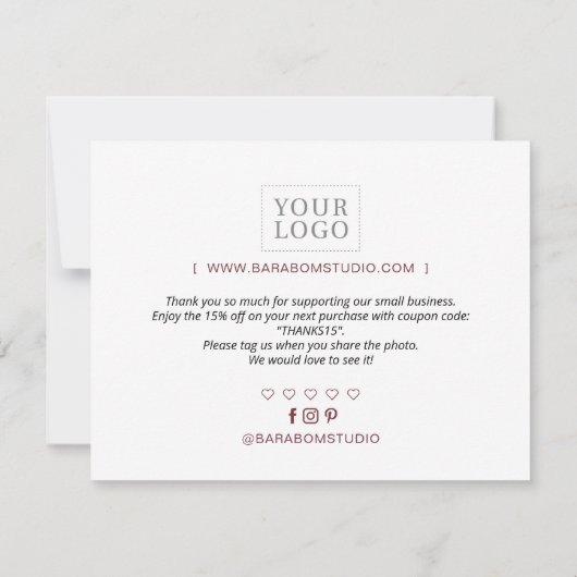 Red Simple Modern Business Package Danke Karte (Rückseite)