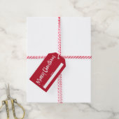 Red Simple Modern Lettering Frohe Weihnachten Geschenkanhänger (Mit Garn)