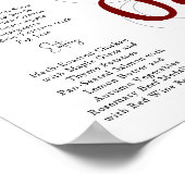 Red Simple Modern Tri-Fold Wedding Menu Poster (Ecke)