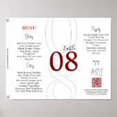 Red Simple Modern Tri-Fold Wedding Menu Poster (Vorne)
