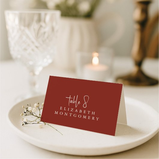 Red Simple Modern Wedding Calligraphy Tischnummer