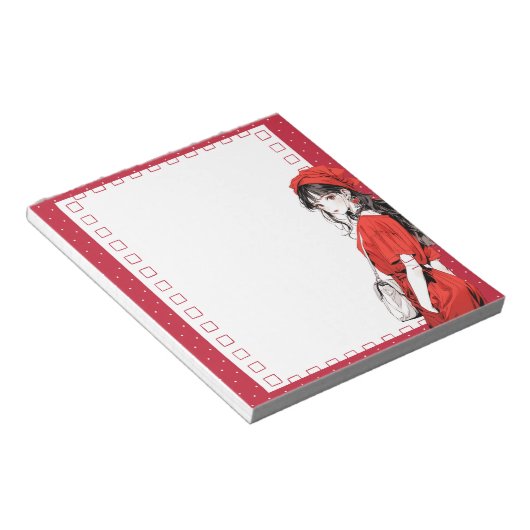 Red Simple Niedlich Anime Boho Notepad Notizblock (angewinkelt)