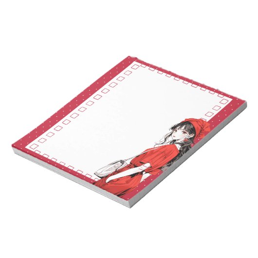 Red Simple Niedlich Anime Boho Notepad Notizblock (Rotiert)
