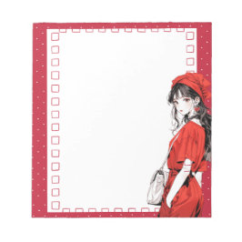 Red Simple Niedlich Anime Boho Notepad Notizblock
