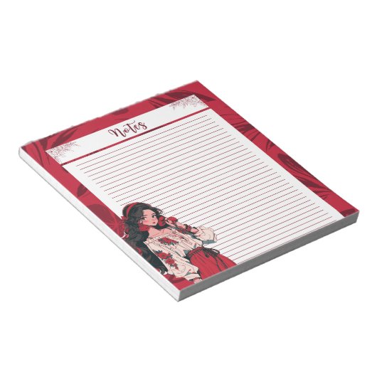 Red Simple Niedlich Anime Boho Notepad Notizblock (angewinkelt)
