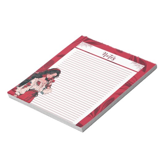 Red Simple Niedlich Anime Boho Notepad Notizblock (Rotiert)