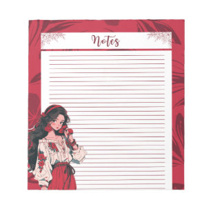 Red Simple Niedlich Anime Boho Notepad Notizblock