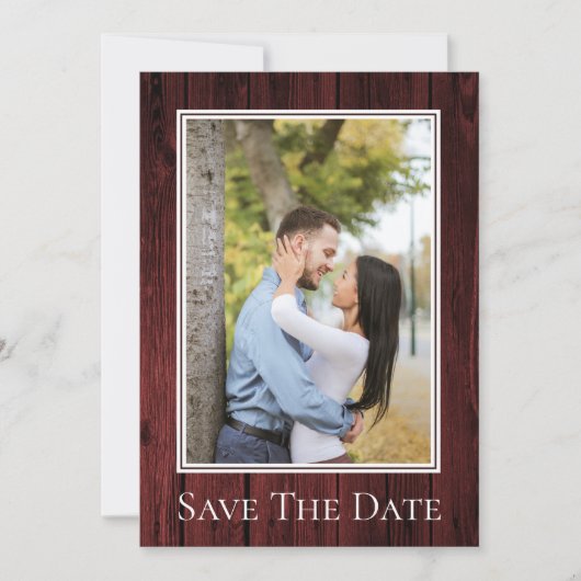 Red Simple Rustic Foto Save the Date (Vorderseite)