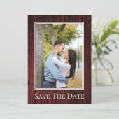 Red Simple Rustic Foto Save the Date (Stehend Vorderseite)