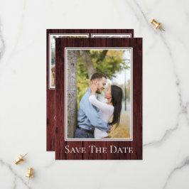 Red Simple Rustic Foto Save the Date
