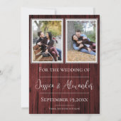 Red Simple Rustic Foto Save the Date (Rückseite)