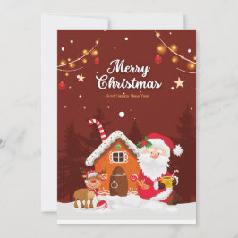 Red Simple Santa Cartoon Frohe Weihnachten