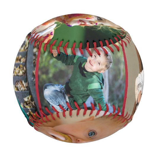 Red Simple Six Foto Collage Baseball (Rückseite)