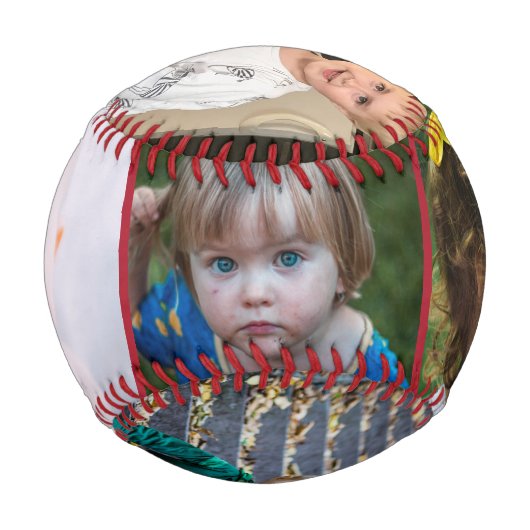 Red Simple Six Foto Collage Baseball (Vorderseite)