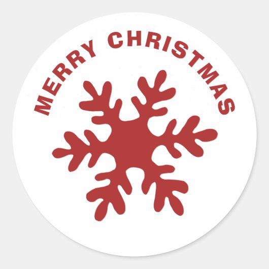 Red Simple Snowflake Frohe Weihnachten Runder Aufkleber (Vorderseite)