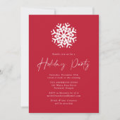 Red Simple Snowflake Holiday Party Einladung (Vorderseite)