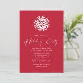 Red Simple Snowflake Holiday Party Einladung (Stehend Vorderseite)