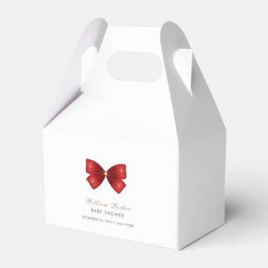 Red Simple Watercolor Bow Baby Dusche Geschenkschachtel (Vorderseite)