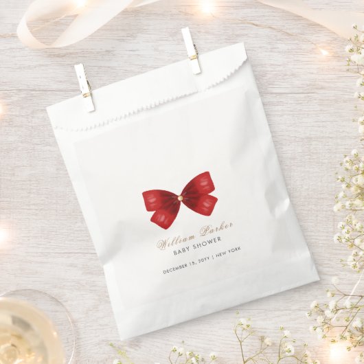 Red Simple Watercolor Bow Baby Dusche Geschenktütchen (Ausgeschnitten)