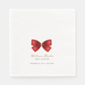 Red Simple Watercolor Bow Baby Dusche Serviette (Vorderseite)
