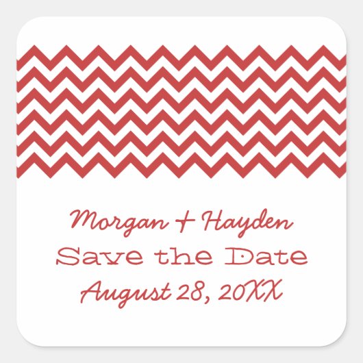 Red Simple Zickzack Save the Date Stickers (Vorderseite)