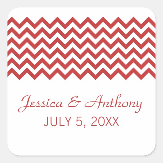 Red Simple Zickzack Wedding Stickers (Vorderseite)